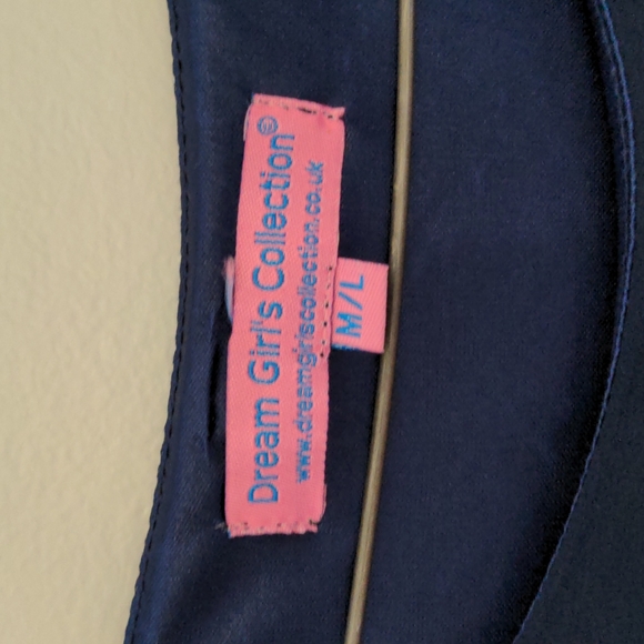 Navy with tan bird print dress, size medium/large, bought in the UK, runs small - Picture 3 of 4